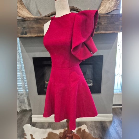 C/MEO Collective One Shoulder Red Dress Size XS In Excellent Condition - Picture 3 of 5